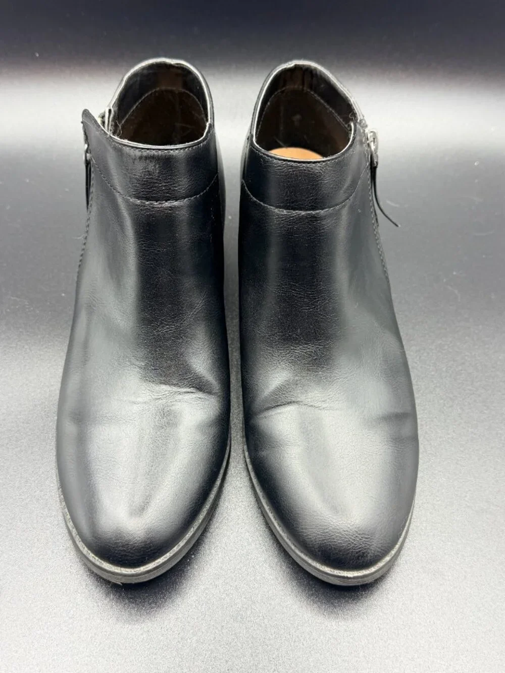 TIME & TRU Ankle Booties with Zipper, Black, Memory Foam Boots Size 10